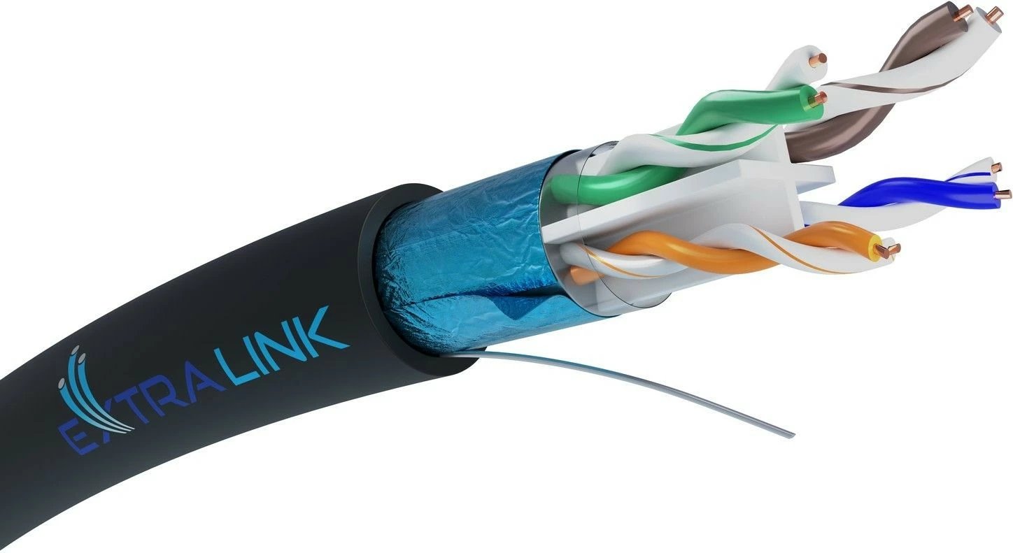 Kabllo rrjeti Extralink Cat6 F/UTP, 305m, e zezë