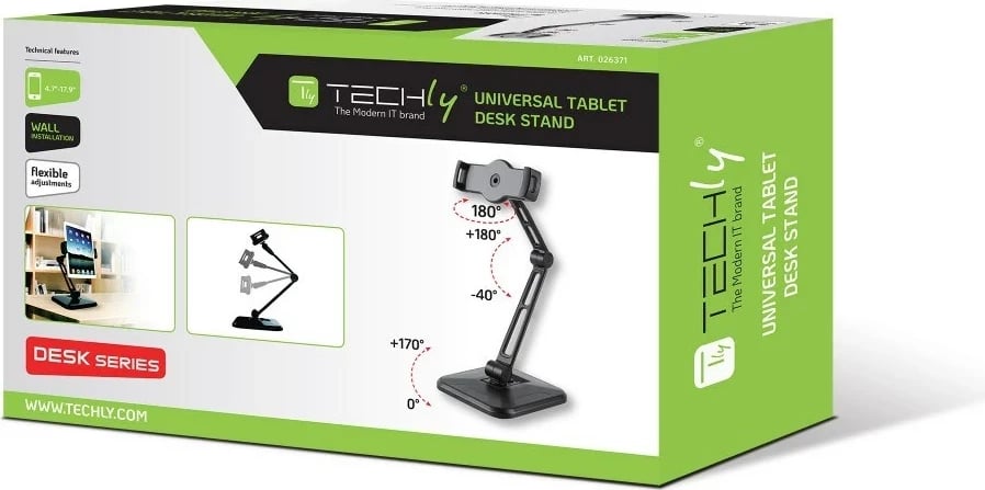 Mbajtës tabletë TECHly ICA-TBL 2801, për tavolinë/mur, i zi