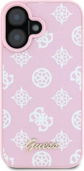 Mbështjellës Guess Peony Script MagSafe për iPhone 16, Rozë