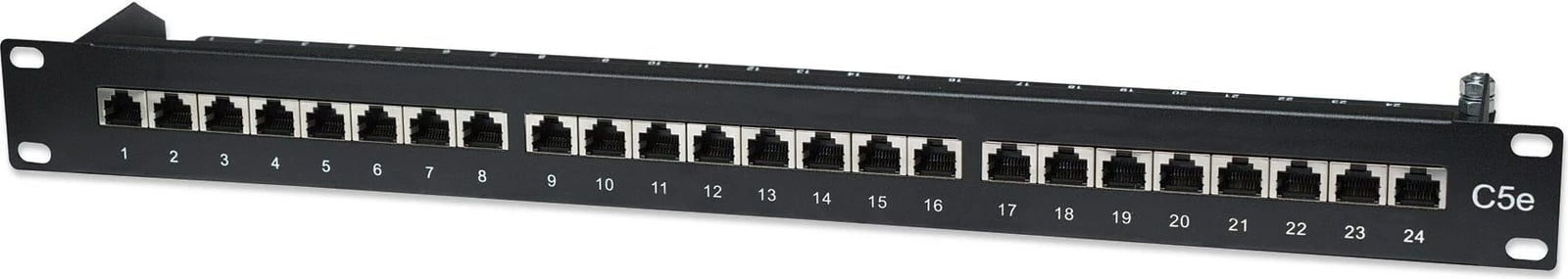 Patch panel Intellinet 24-portë, Cat5e, FTP, 1U, i zi