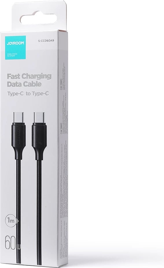 Kabllo USB-C në USB-C Joyroom Long-Lasting Series A9 S-CC060A9 60W 3A 1m, e zezë