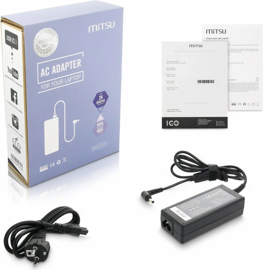 Karikues laptopi Mitsu ZM/AS19342E për Asus, 65W, 19V 3.42A, 4.0x1.35 mm, i zi