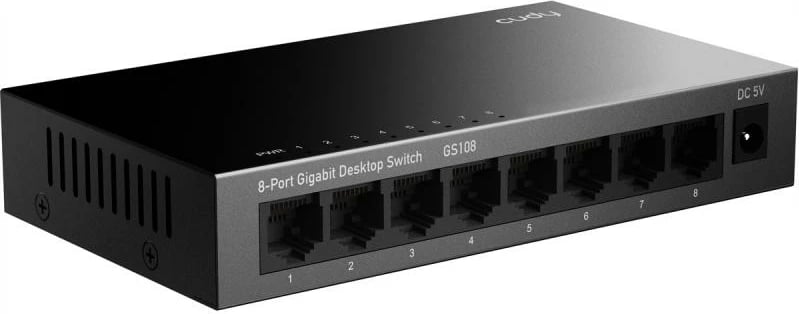 Switch Cudy GS108 8 porta Gigabit 1 Gbps e zezë