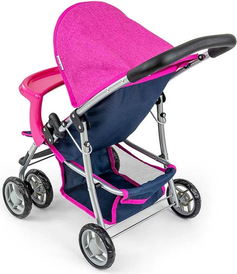 Karrocë lodër për kukulla, Milly Mally, Kate Prestige, për kukulla deri 50 cm, palosëse, me tabaka ushqimi dhe kapuç, blu