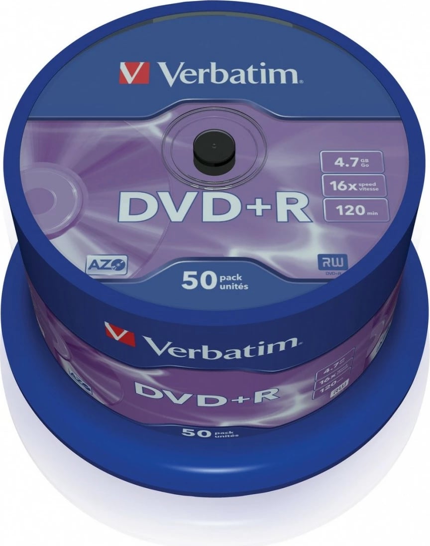 DVD+R Verbatim 43550, 4.7GB, 16x, 50 copë, Cake Box