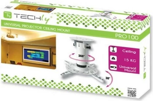 Krah projektori Techly 022274, montim në tavan, 20 cm, 15 kg, i bardhë