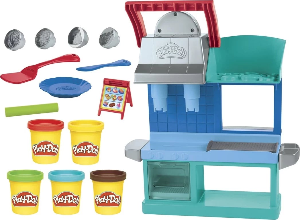 Set lojërash Play-Doh Kitchen Creations Busy Chef's Restaurant, Hasbro, Ngjyra të ndryshme