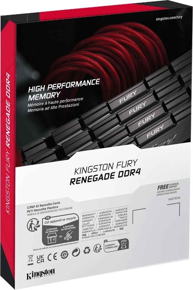 RAM Memorje Kingston FURY,16GB (2x8GB) DDR4 CL16 DIMM, të zeza                                                      