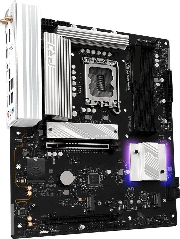 Pllakë amë ASRock B860 Pro RS WiFi, ATX, Socket 1851, WiFi, Bluetooth, e zezë