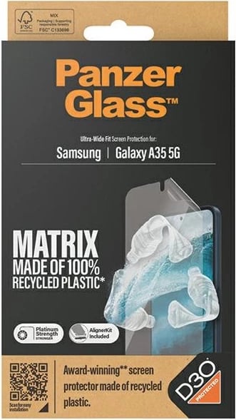 Mbrojtës ekrani PanzerGlass Matrix Ultra-Wide Fit me pozicionues për Samsung Galaxy A35 5G