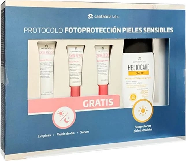 Set për fytyrë dhe mbrojtje dielli Heliocare 360º Mineral Tolerance Fluid SPF50, 4 copë, unisex