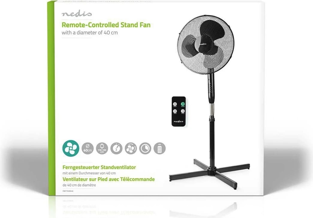 Ventilator Nedis FNST15CBK40, për shtëpi, i zi