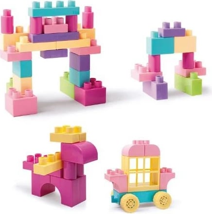 Set blloqe ndërtimi për fëmijë Wader Kids Blocks 50 copë, rozë
