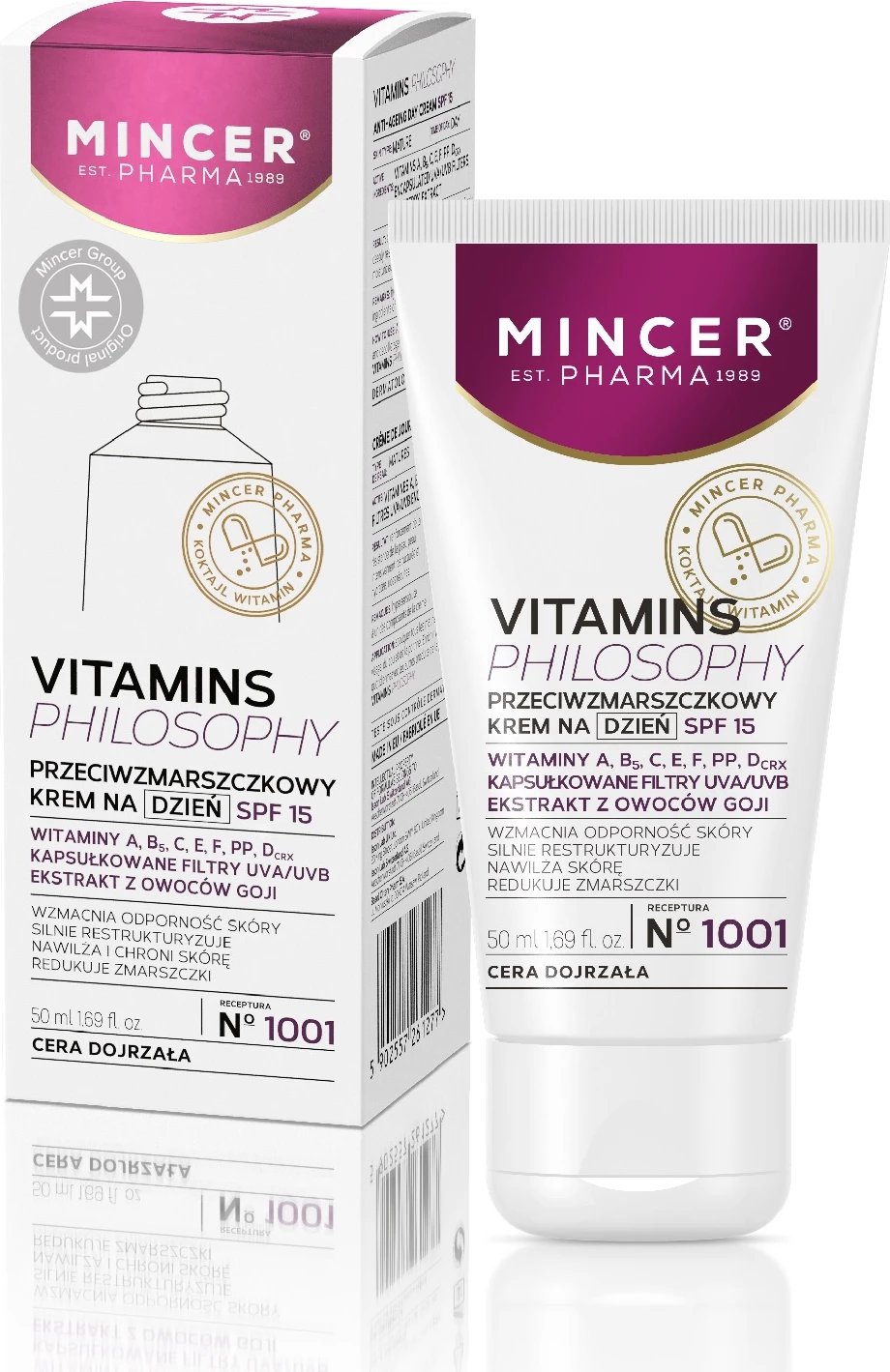 Krem dite anti-rrudhë unisex Mincer Pharma Vitamins Philosophy No.1001 SPF15, 50ml