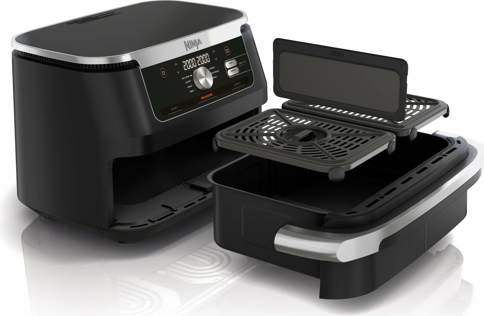Fryer me ajër të nxehtë Ninja AF500EU, 10.4 L, 40-240 °C, 8 persona, Double, E zezë/Inox