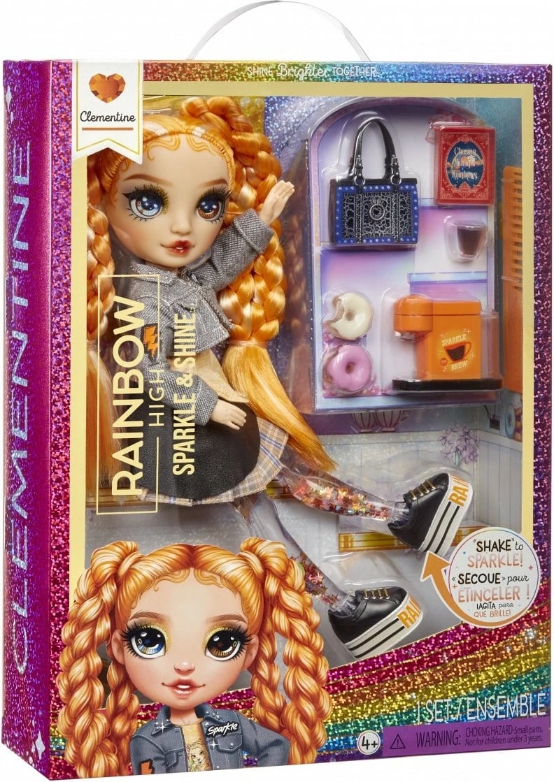 Kukull Rainbow High Sparkle & Shine Clementine, MGA, 11 inç, me aksesorë, portokalli