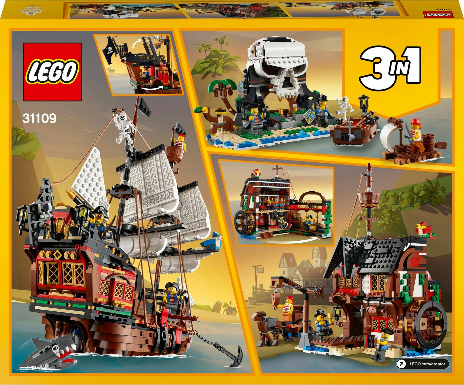 Set ndërtimi LEGO Creator 3in1 Anije Piratësh, 31109, 1264 pjesë, shumëngjyrësh