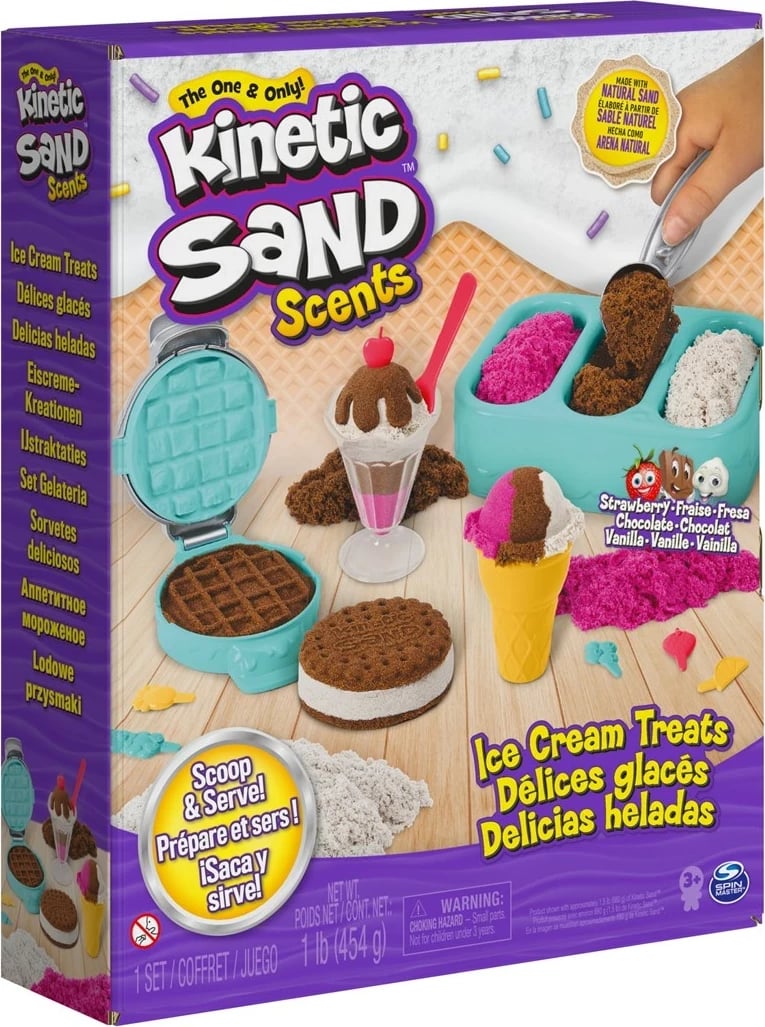 Set lodrash Kinetic Sand Scents, Ice Cream Treats, për fëmijë, Rozë