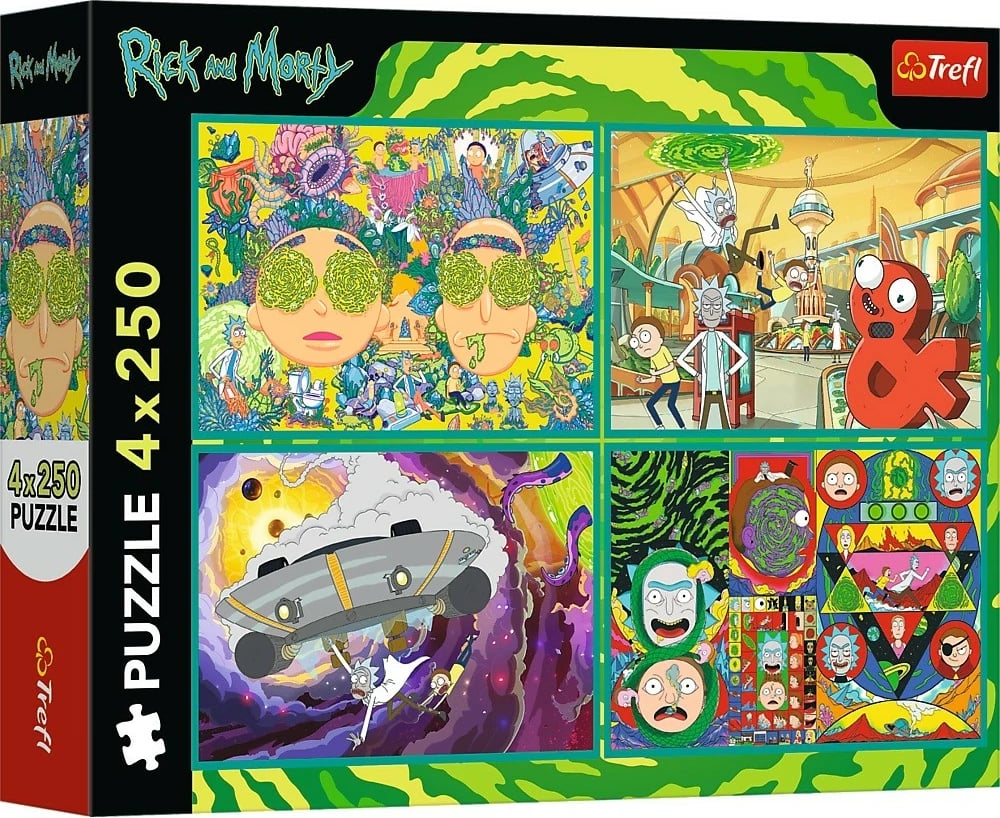 Puzzle Rick and Morty Trefl 4x250 pjesë, karton, për fëmijë