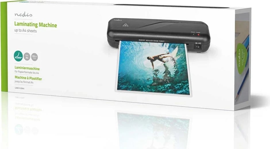 Laminator Nedis LAMI112BK4, A4, 230 mm/min, i zi