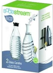 Karafë qelqi, SodaStream 1047200490, 0.6L, për Penguin & Crystal, me kapak me filetë, e zezë, set 2 copë