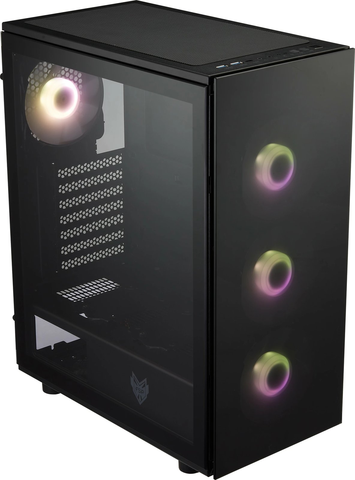 Kasë FSP CMT340 Plus, mid tower, xham i temperuar, 4x120mm fan, ARGB, e zezë