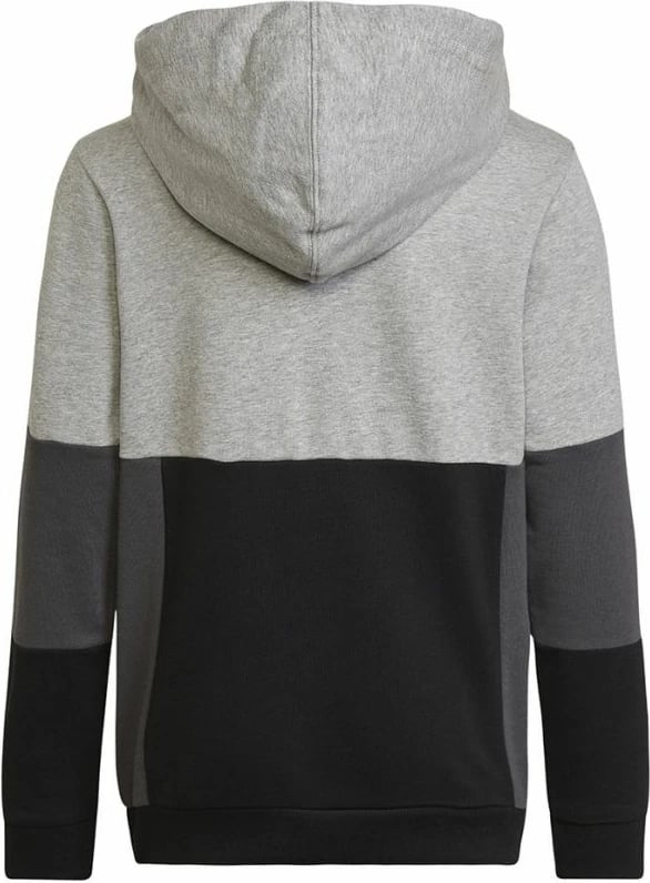 Duks për fëmijë adidas, me kapuç, ngjyrë e zezë dhe gri