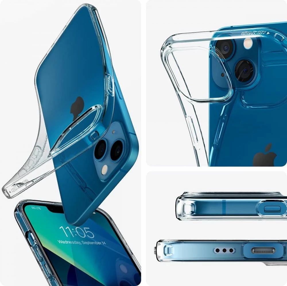 Mbështjellës Spigen Liquid Crystal për iPhone 13, Transparent