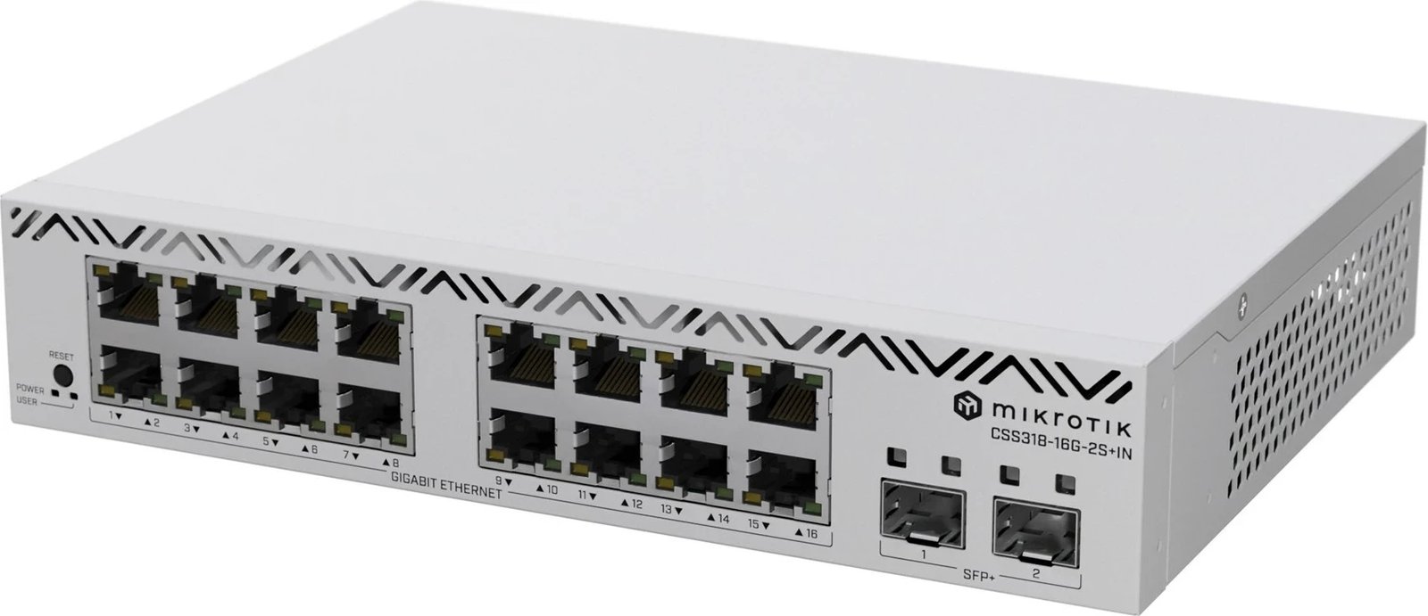 Switch MikroTik CSS318-16G-2S+IN, 16 porta Gigabit, 2 SFP+, Bardhë
