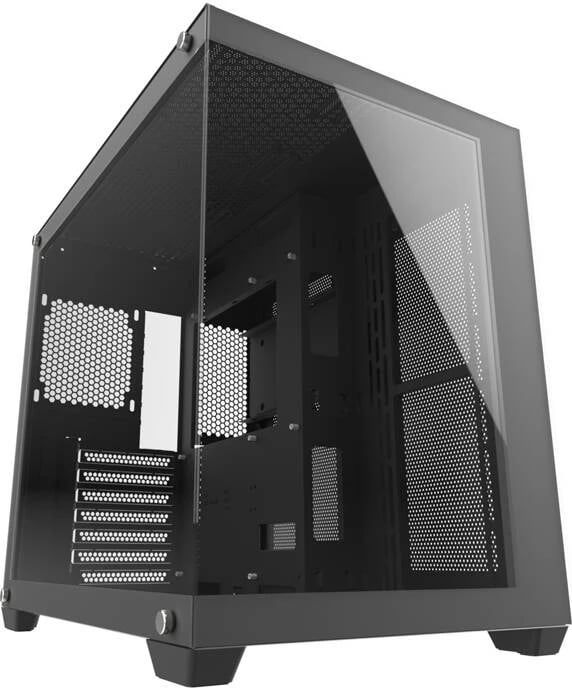 Kasë Darkflash C285P, mini tower, xham i temperuar, pa ventilatorë, e zezë