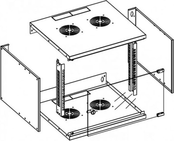 Kasë serveri Techly 022229, 19", 6U, për mur, Gri