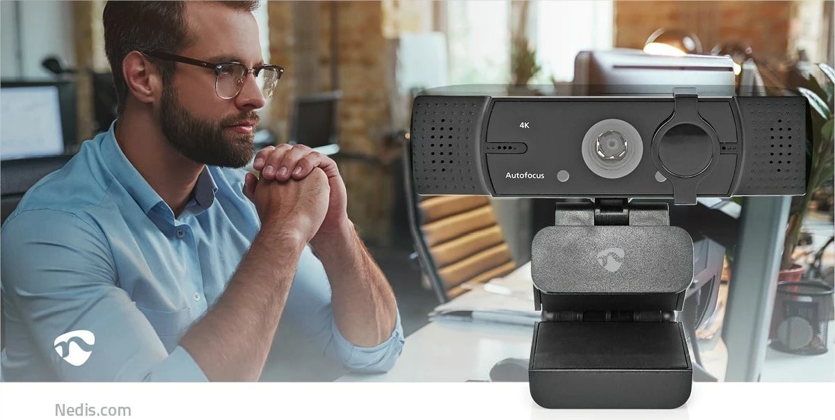 Webcam Nedis WCAM120BK, 8.3 MP, 4K, USB 2.0, E zezë