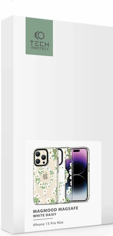 Mbështjellës Tech-Protect MagMood MagSafe për iPhone 15 Pro Max, Lule të bardha