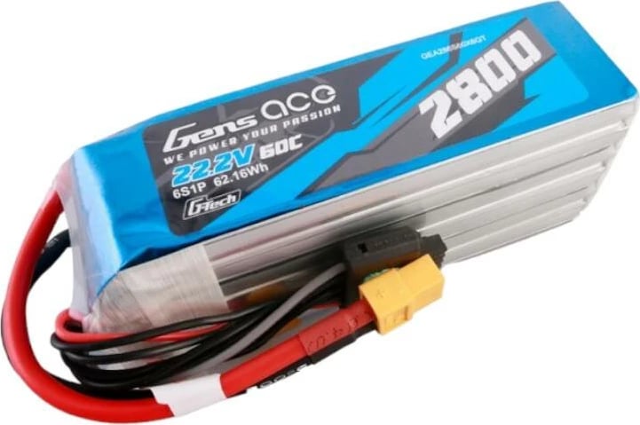 Bateri LiPo Gens ace G-Tech 2800mAh 22.2V 60C 6S1P me XT60, Blu