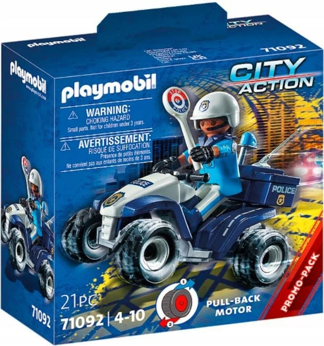 Set lodrash Playmobil City Action 71092, quad policie me figurë, 21 pjesë