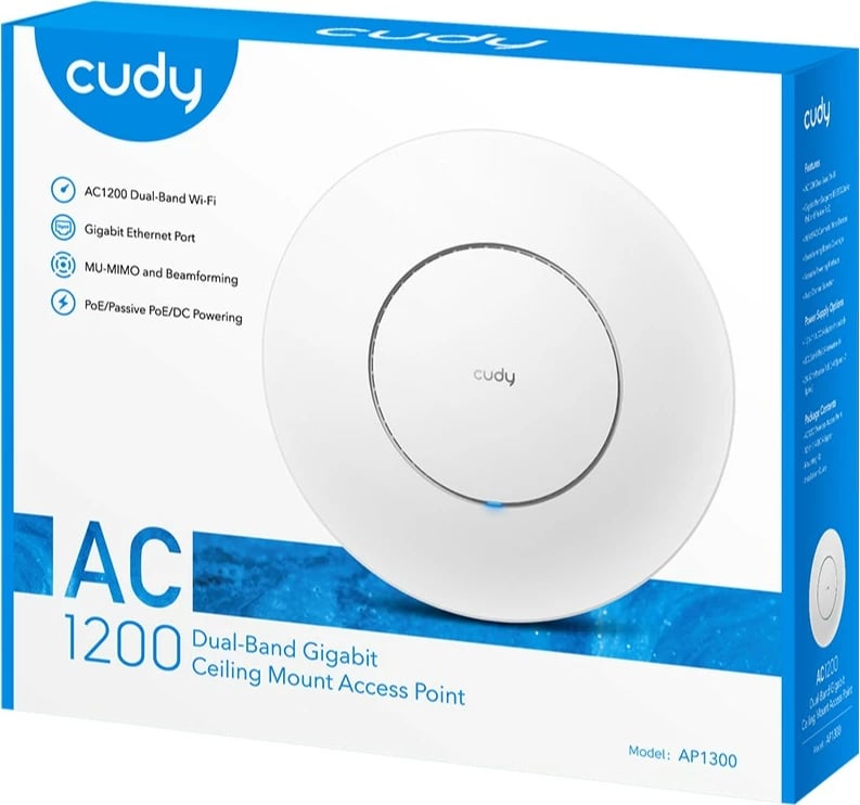 Access point Cudy AP1300_P, Gigabit AC1200, me PoE, Bardhë