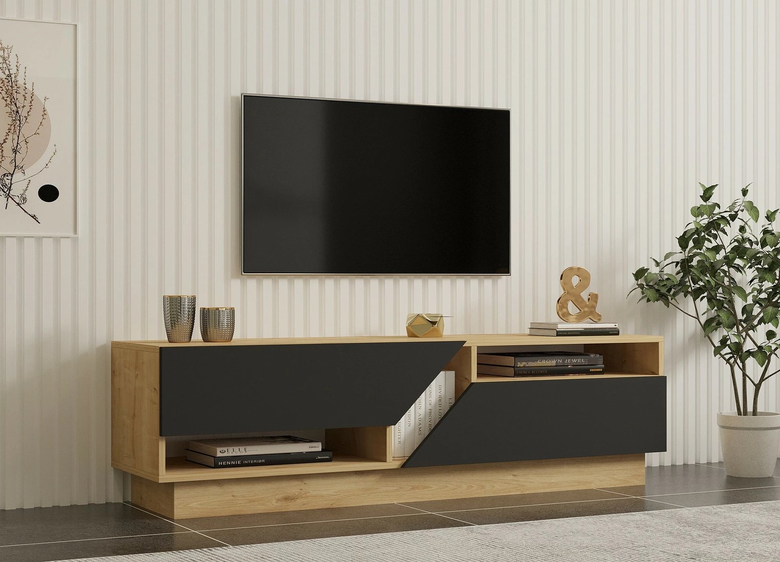 Komodë TV Hanah Home, Yaprak, ngjyrë safir dhe antracit