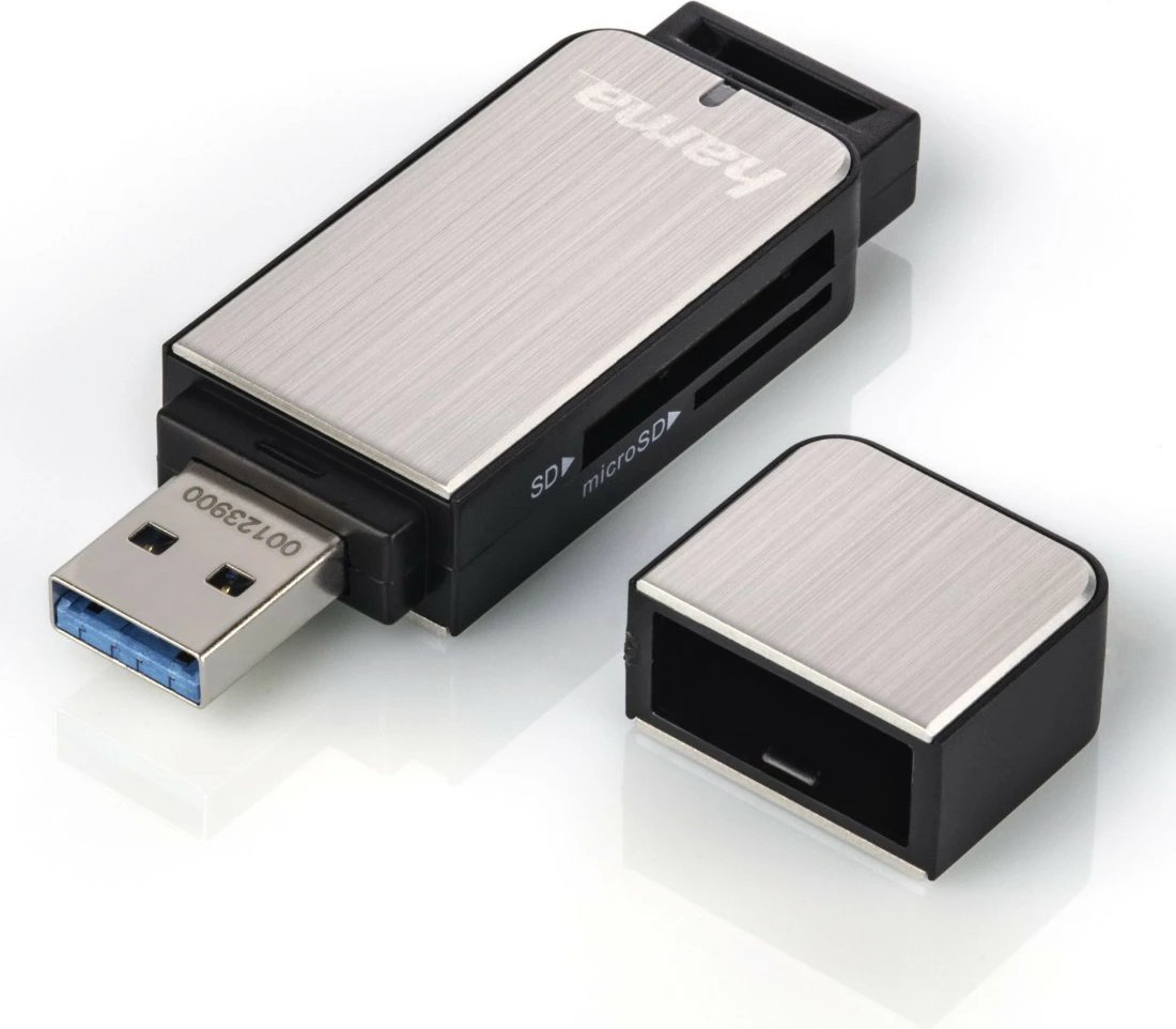 Lexues kartelash Hama 123900 SD/microSD USB 3.0, Argjendtë e Zi
