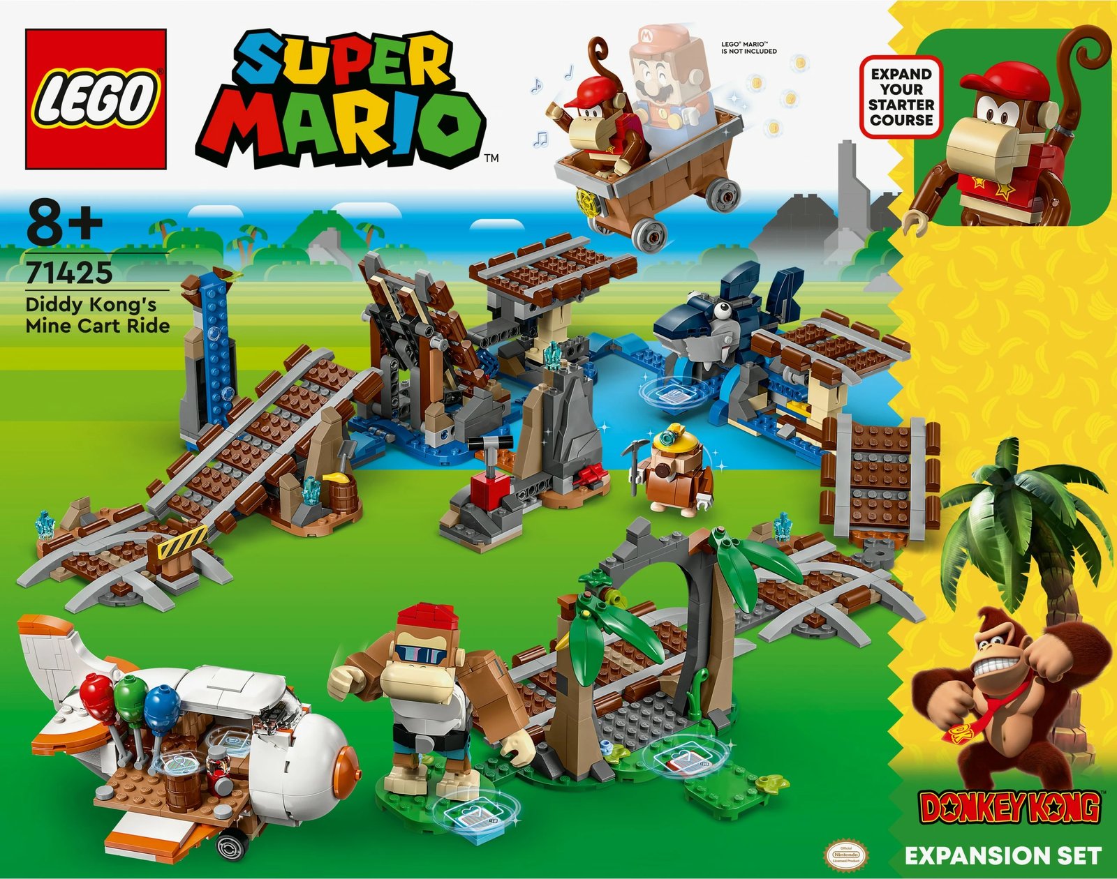 Set ndërtimi LEGO Super Mario Diddy Kong's Mine Cart Ride 71425, 1157 pjesë, shumëngjyrësh
