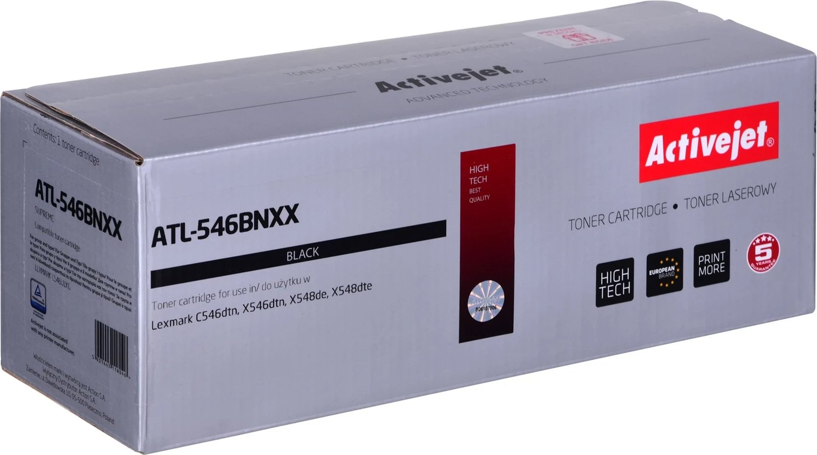 Toner zëvendësues Activejet ATL-546BNXX për printer Lexmark, i zi