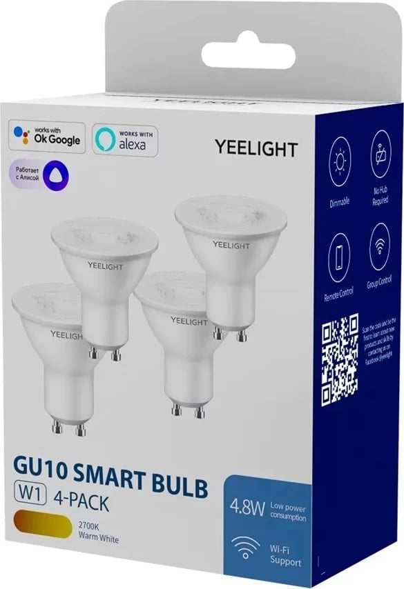 Llambë e mençur Yeelight YLDP004 W1 GU10 Wi-Fi, 4 copë