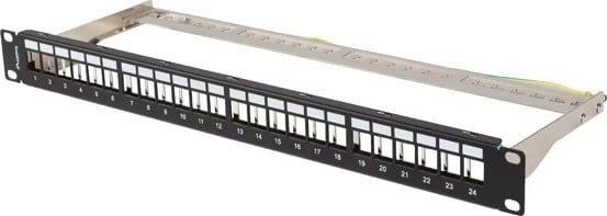 Paneli i Patchit Lanberg PPKS-0924-B, 19' 1U, FTP i ekranuar për modulat keystone, 24 porta, ngjyrë e zezë
