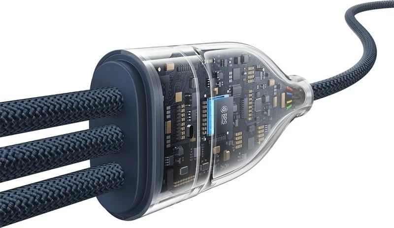 Kabllo Baseus Flash Series Type C në C+C+C, 480 Mbps, 1.5 m, Blu
