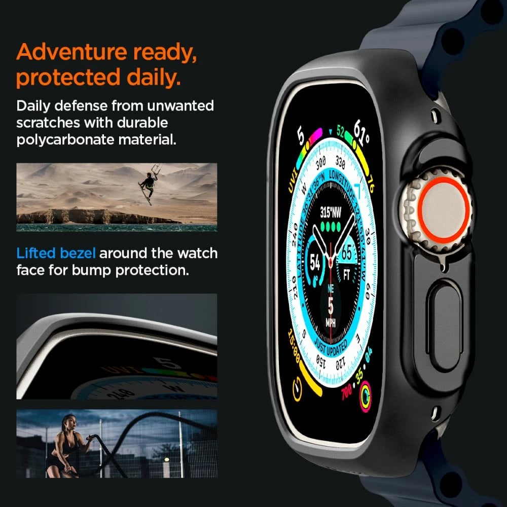 Mbështjellës Spigen Thin Fit për Apple Watch Ultra 49mm, Zi