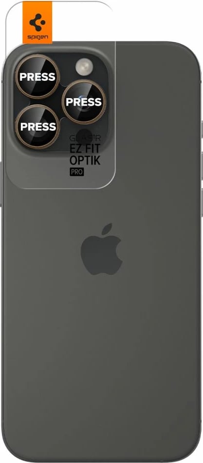 Mbrojtës xhami për kamerë Spigen Optik Pro GLAS.TR EZ FIT, për iPhone 13/14/15 Pro/Pro Max, Kafe, 2 copë