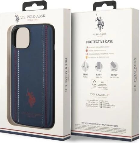Mbështjellës U.S. Polo Assn. USHCP14SPFAV për iPhone 14 6.1", lëkurë sintetike, blu e errët