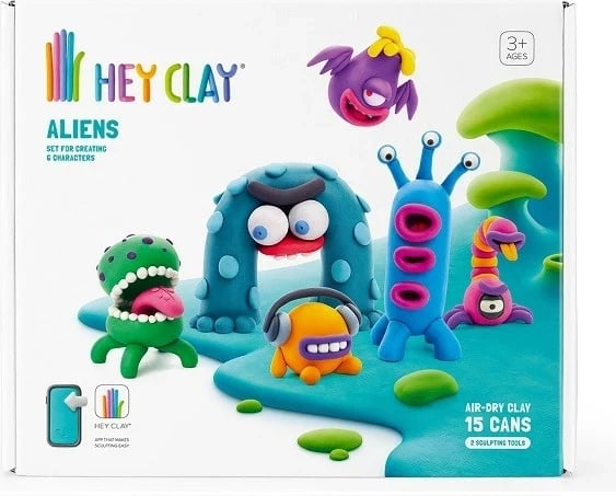 Set argjile Hey Clay Alien, 15 kanaçe, për fëmijë