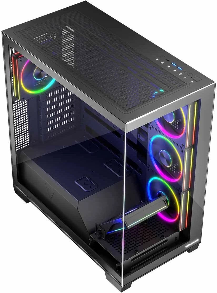 Kasë MODECOM STELLAR 5F ARGB, Midi Tower, me 5 ventilatorë ARGB, e zezë