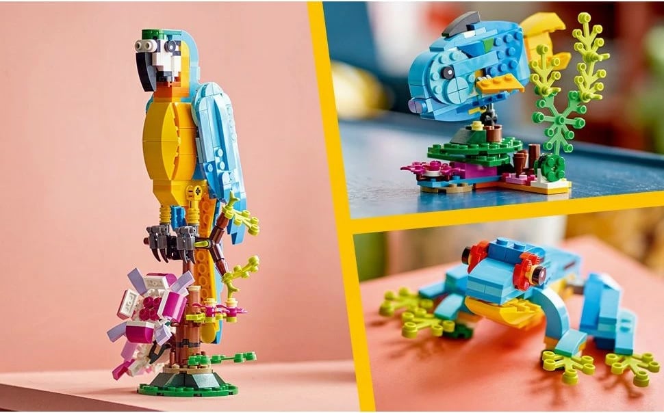 Set ndërtimi LEGO Creator 3-in-1 Papagalli Ekzotik, 253 pjesë, shumëngjyrësh