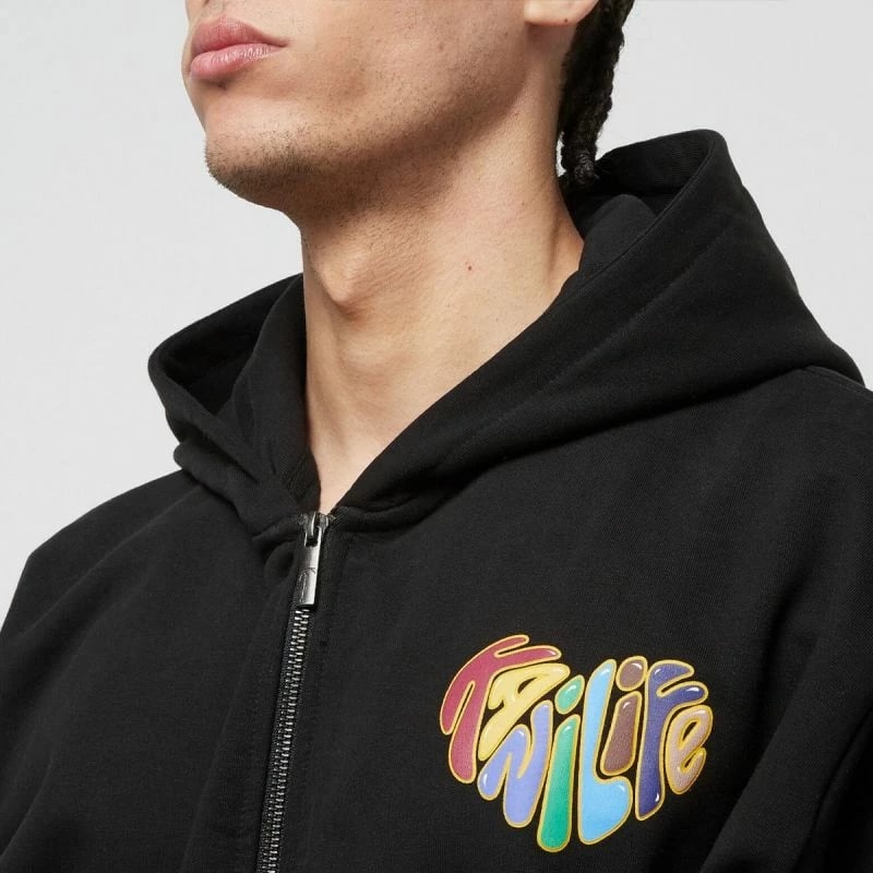 Duks me zip të plotë Karl Kani Woven Signature Kani Life OS për meshkuj dhe femra, ngjyrë e zezë